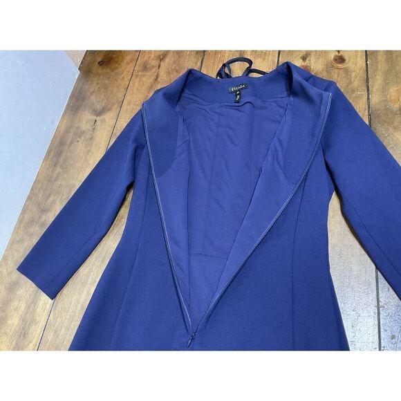 ESCADA Size 36 Deep Sea Navy Three Quarter Sleeve Sheath Lace Up Dress - Picture 3 of 14
